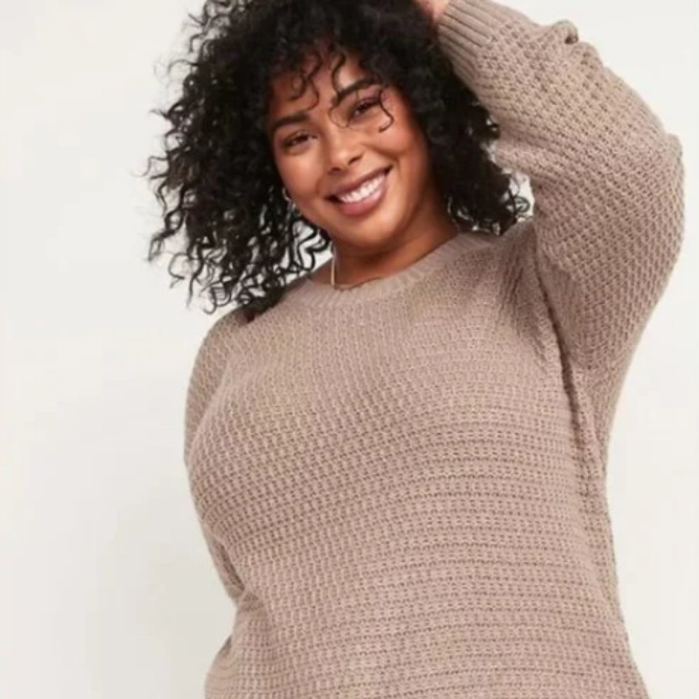 Old Navy Textured Cotton-Blend Tunic Sweater for Women Taupe